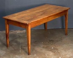 Large French Farm Table of Cherry Wood with Two Removable Leaves