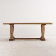 Large French farm table with shaped legs C 1910.