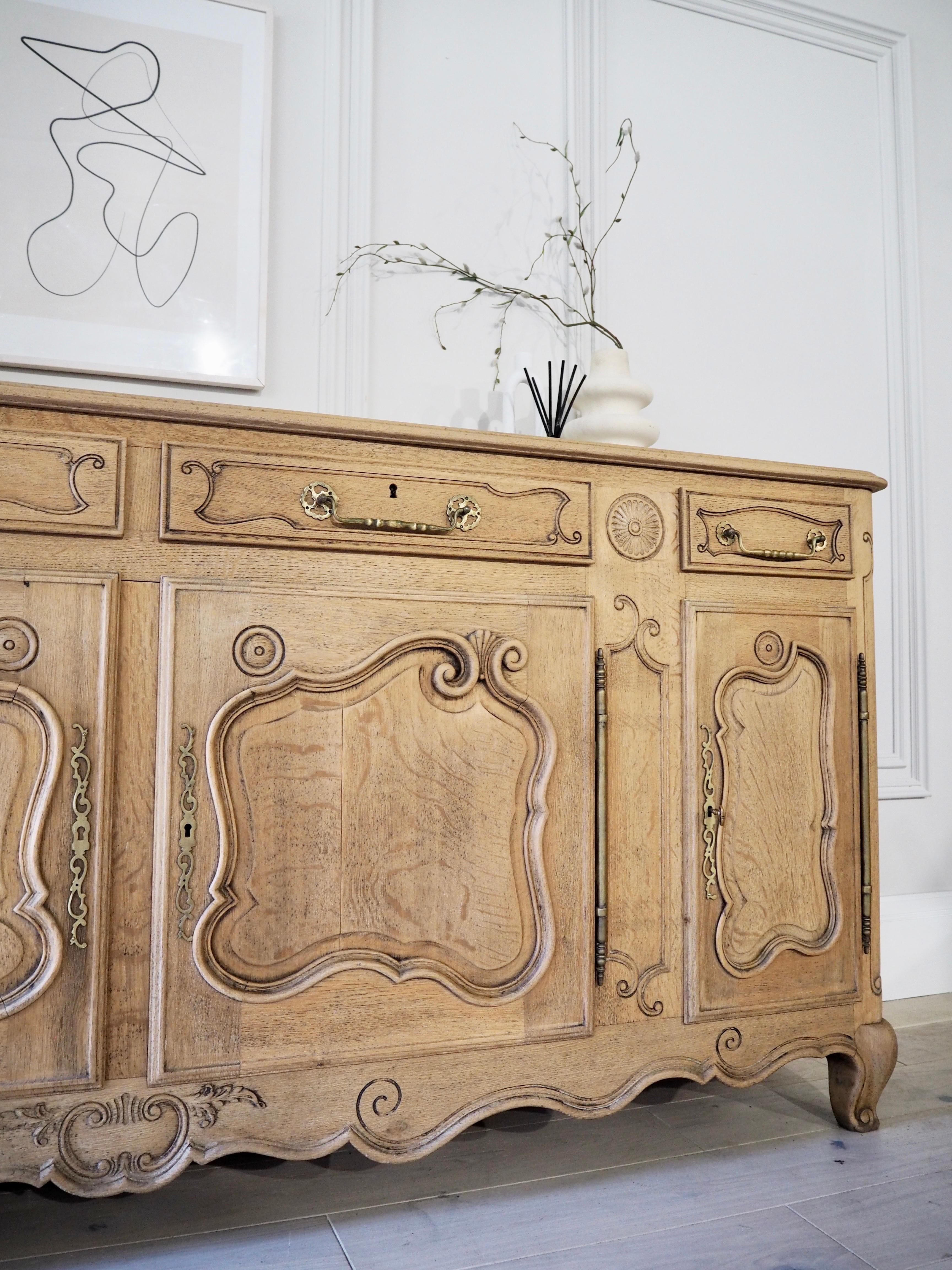 Large French Farmhouse Sideboard in Raw Wood 2