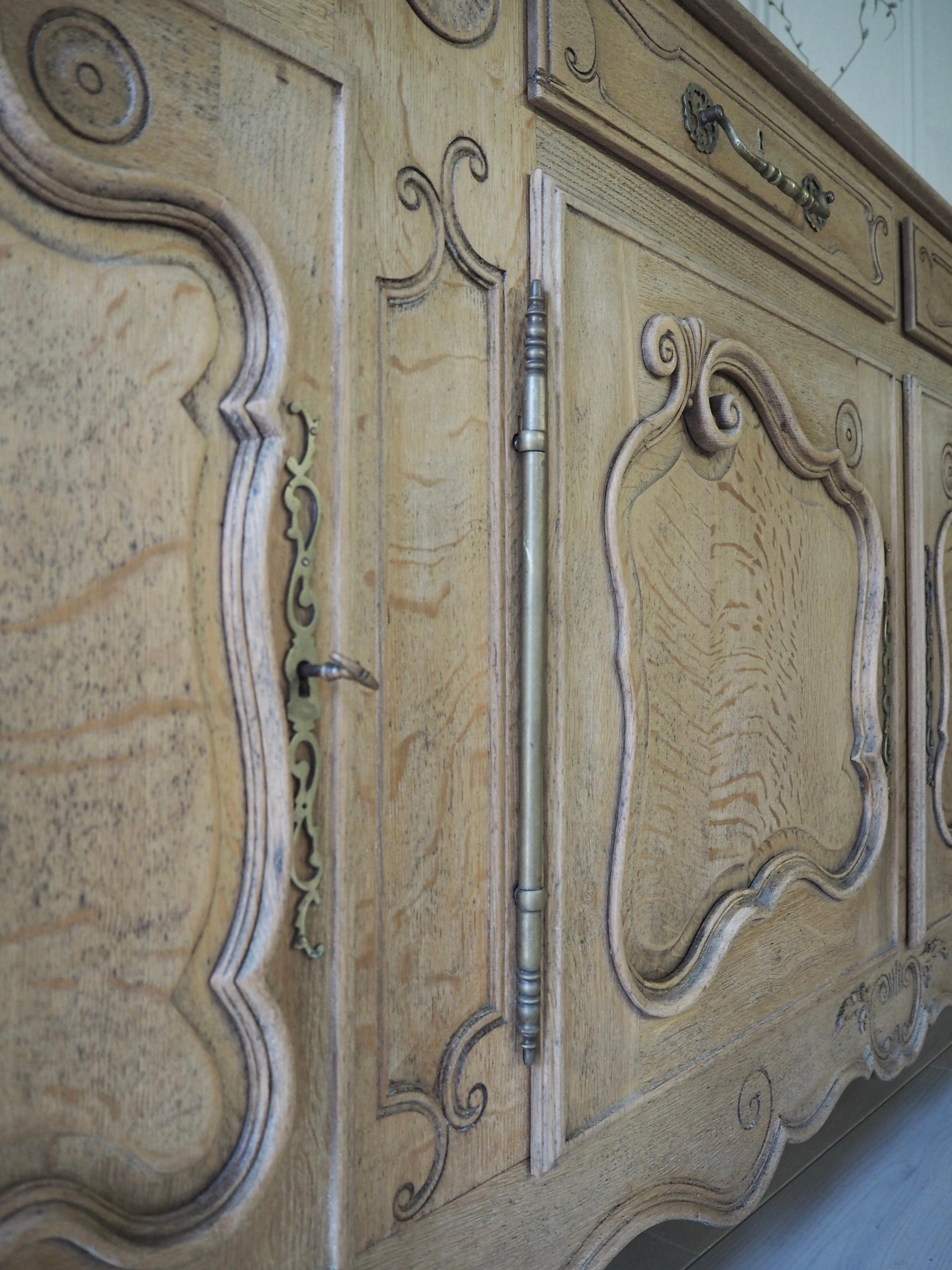 Large French Farmhouse Sideboard in Raw Wood 5