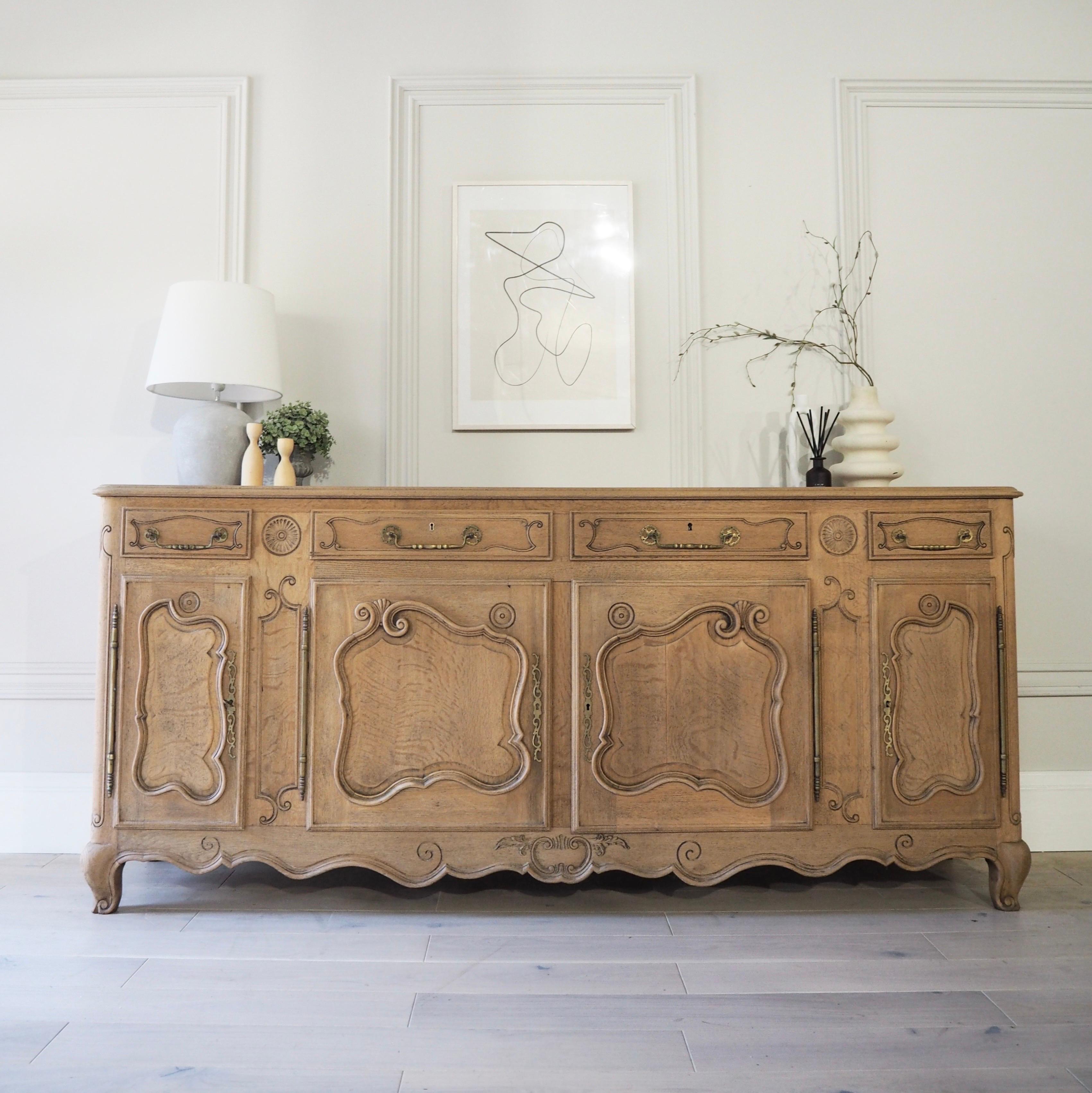 Large French Farmhouse Sideboard in Raw Wood 6