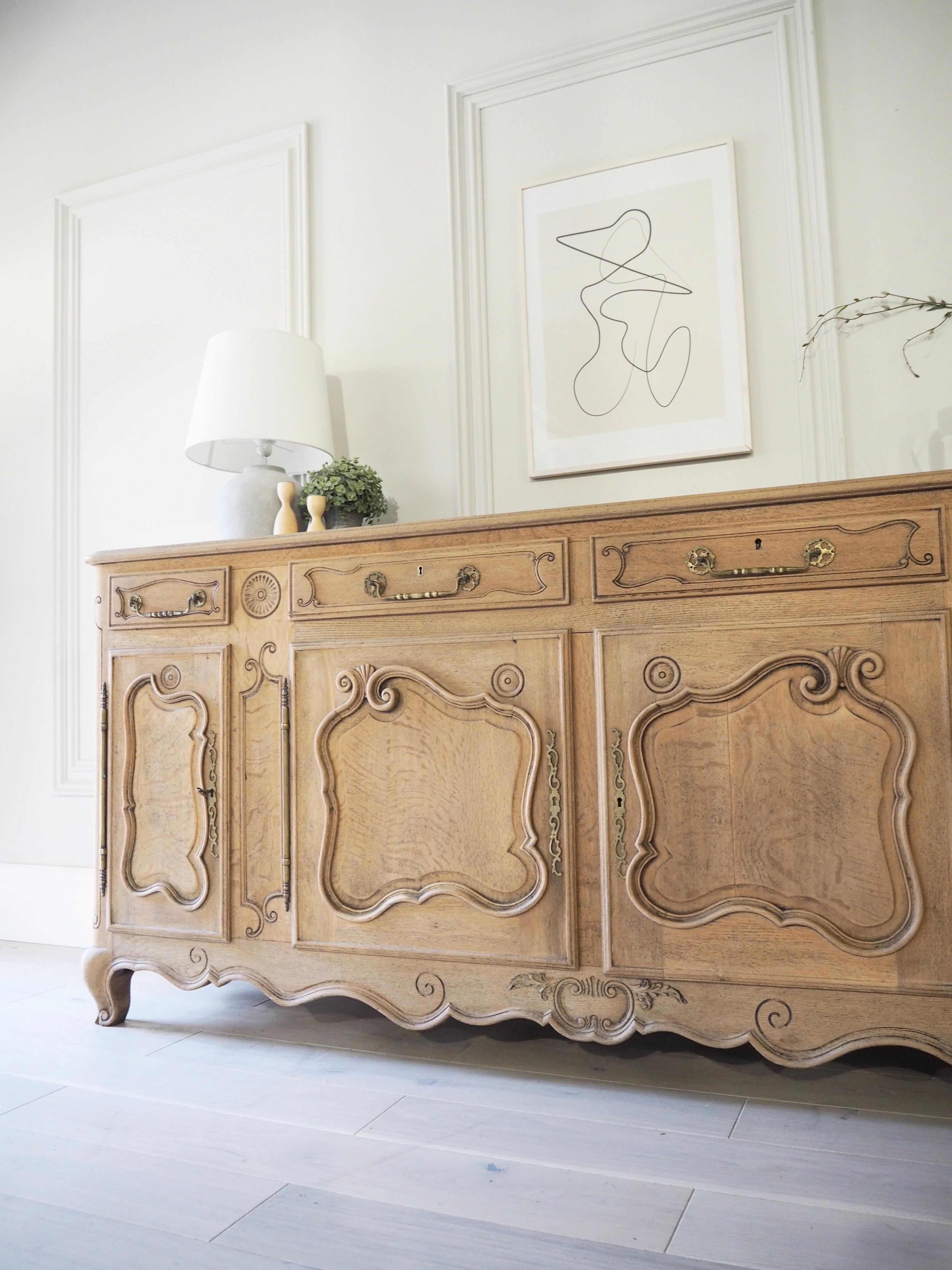 Large French Farmhouse Sideboard in Raw Wood 7