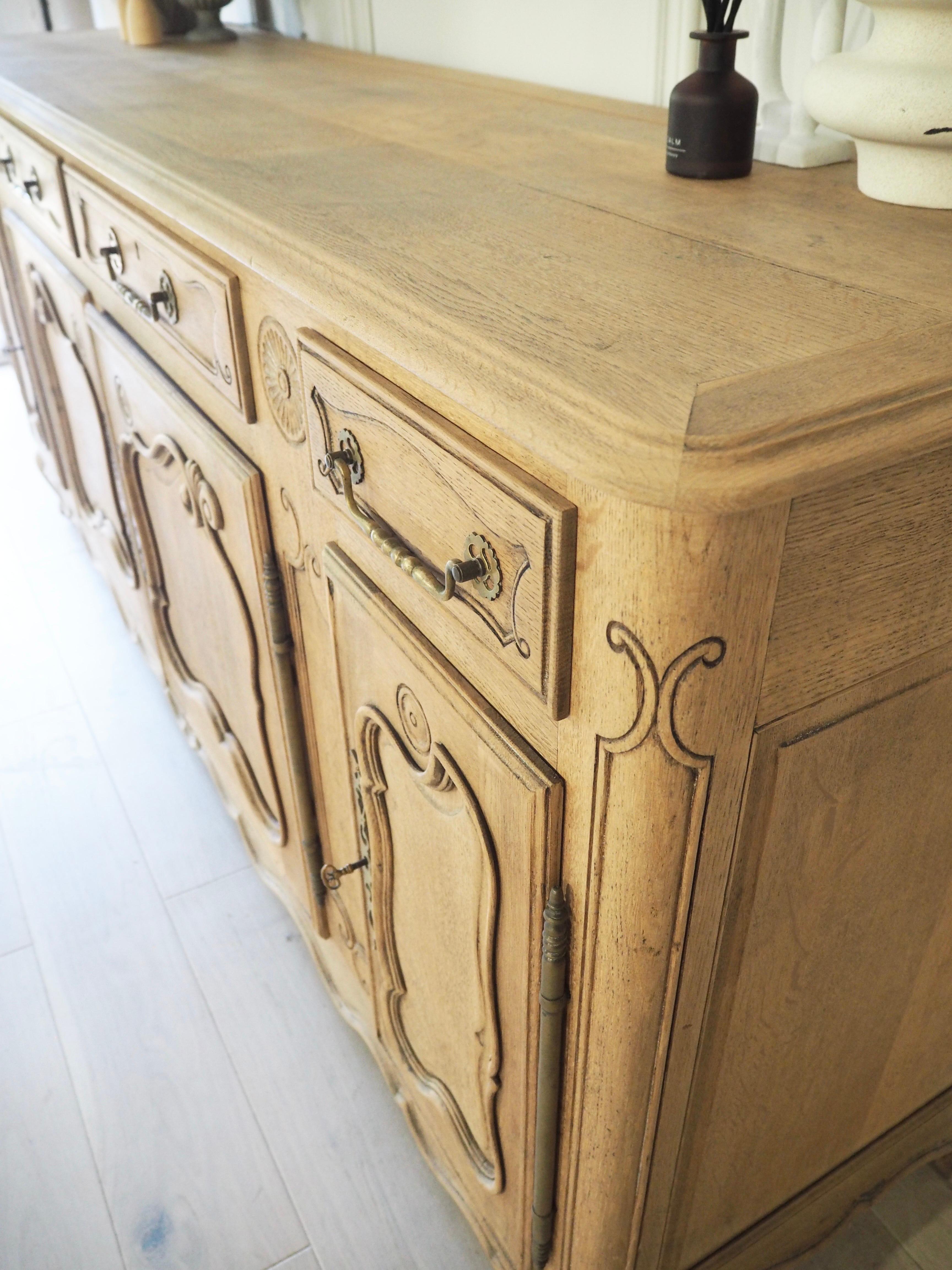 Large French Farmhouse Sideboard in Raw Wood 8