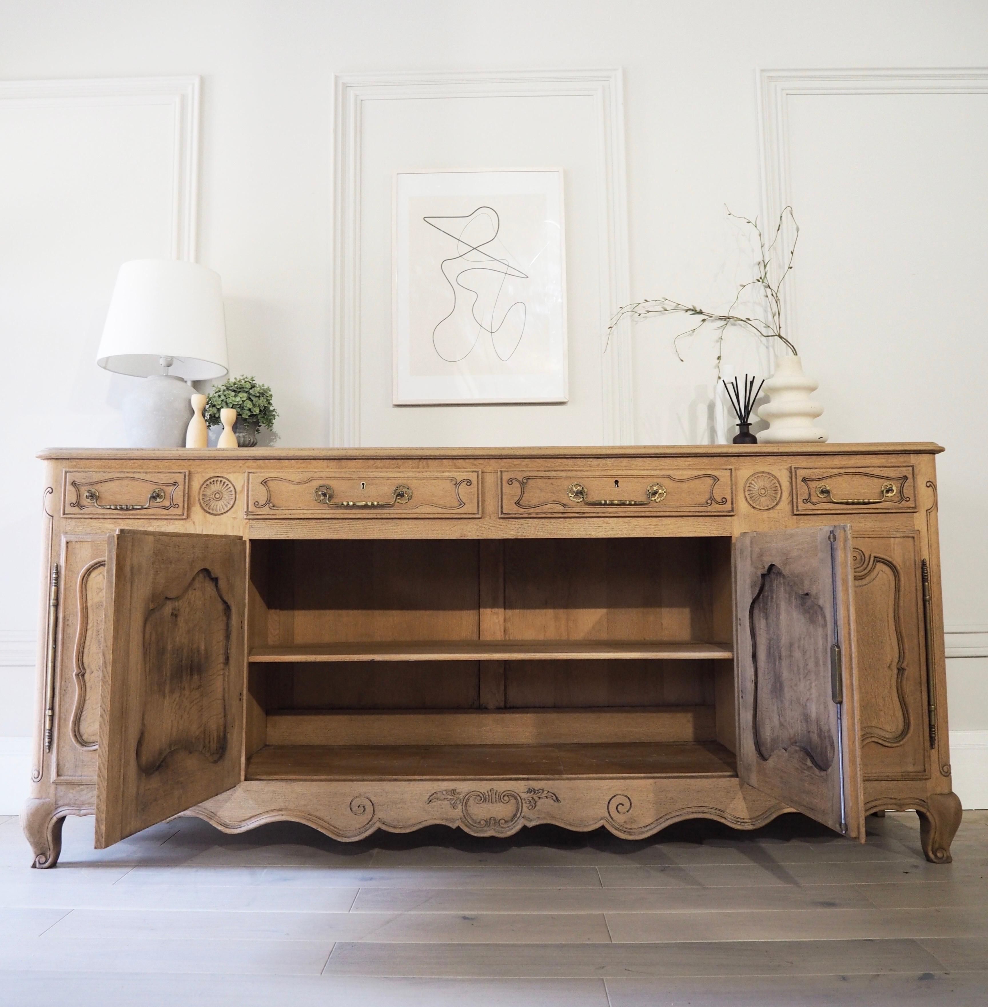 Large French Farmhouse Sideboard in Raw Wood 10