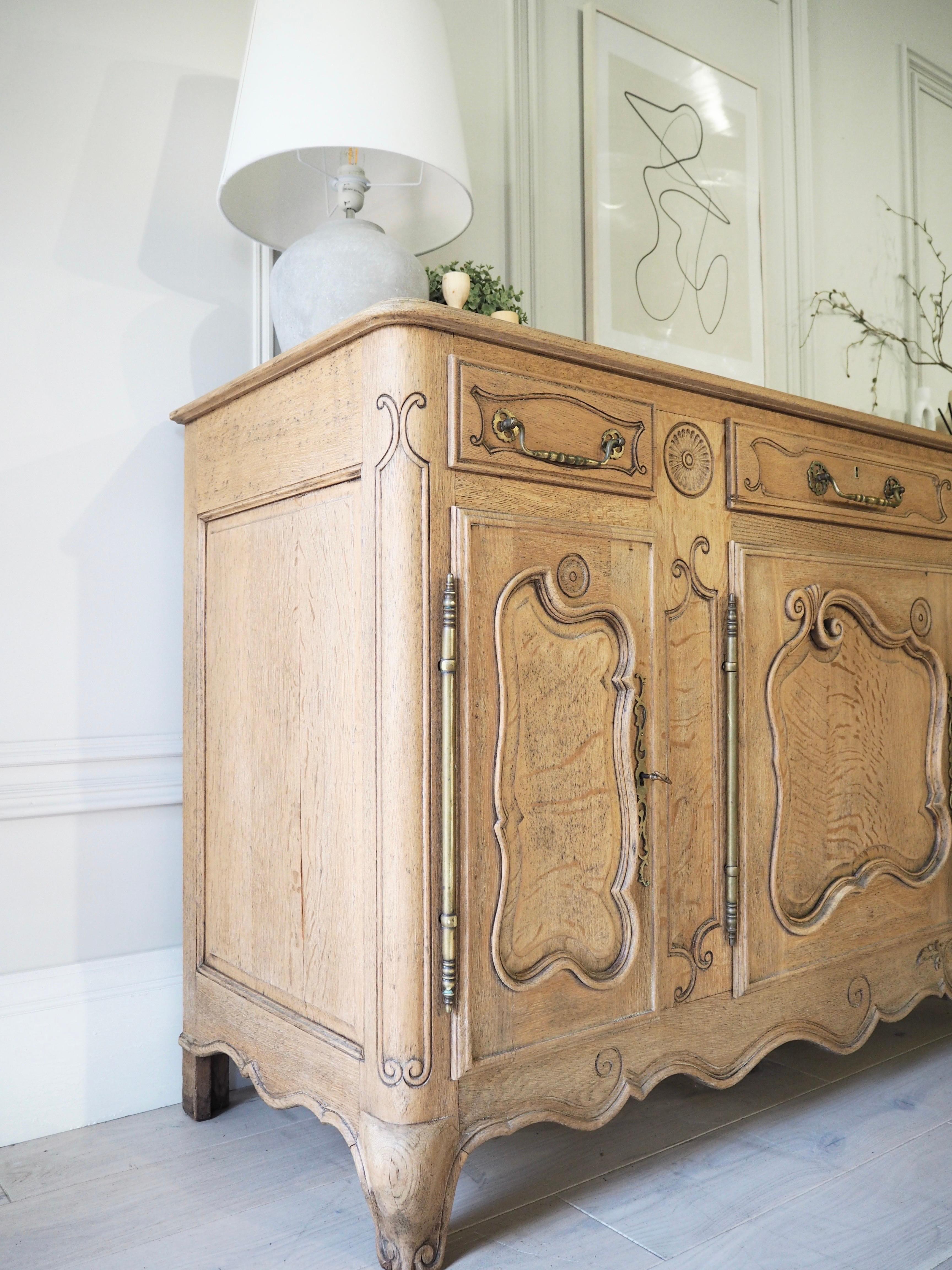 Large French Farmhouse Sideboard in Raw Wood 11
