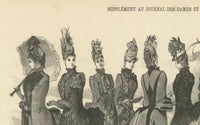 Large French Fashion Plate, Panoramic Couture Study, Paris, c.1887, view 4