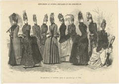 Large French Fashion Plate, Panoramic Couture Study, Paris, c.1887
