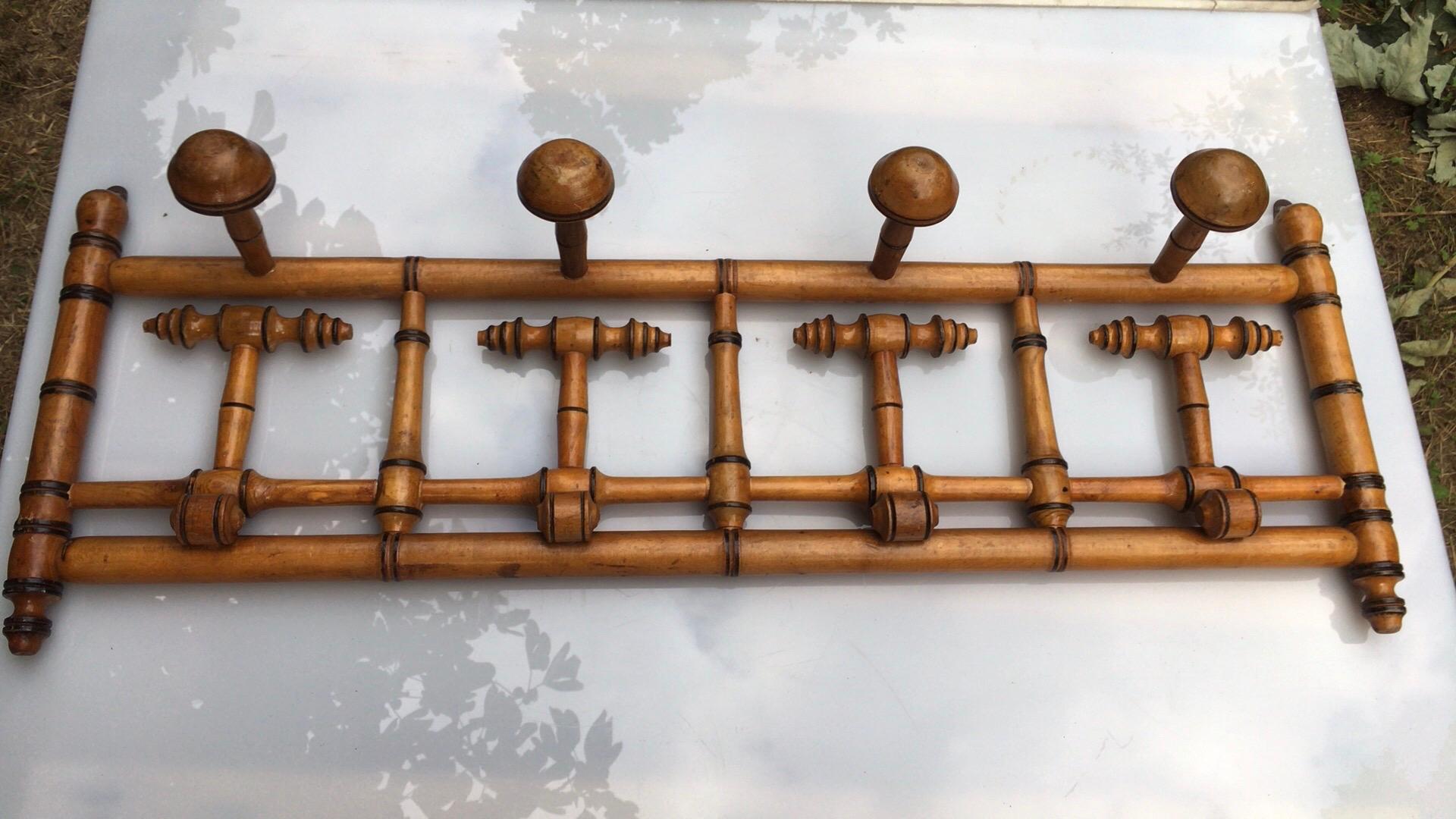 French Provincial Large French Faux Bamboo Coat Rack, circa 1900