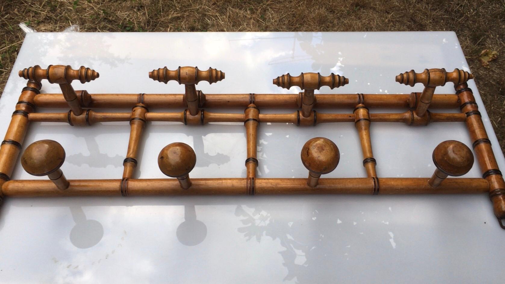 Early 20th Century Large French Faux Bamboo Coat Rack, circa 1900
