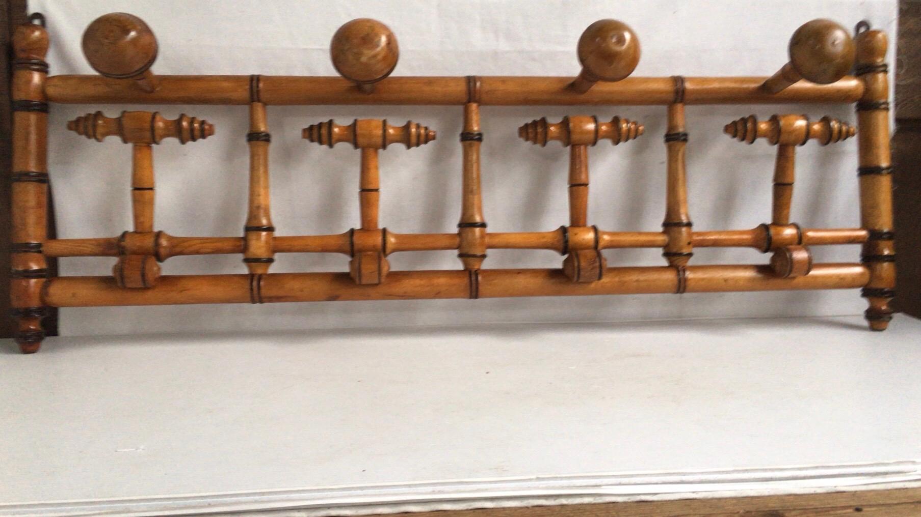 Large French Faux Bamboo Coat Rack, circa 1900 2