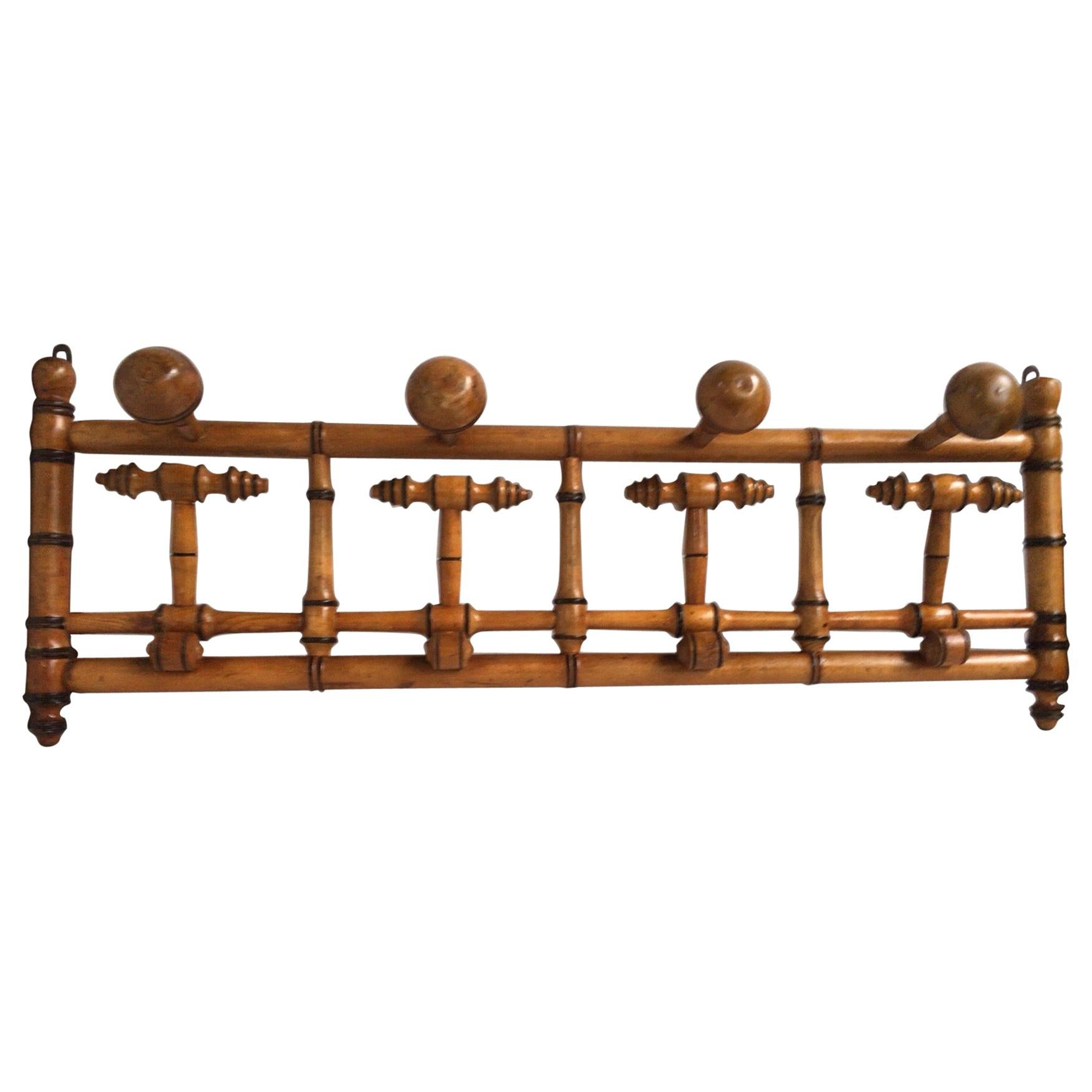 Large French Faux Bamboo Coat Rack, circa 1900
