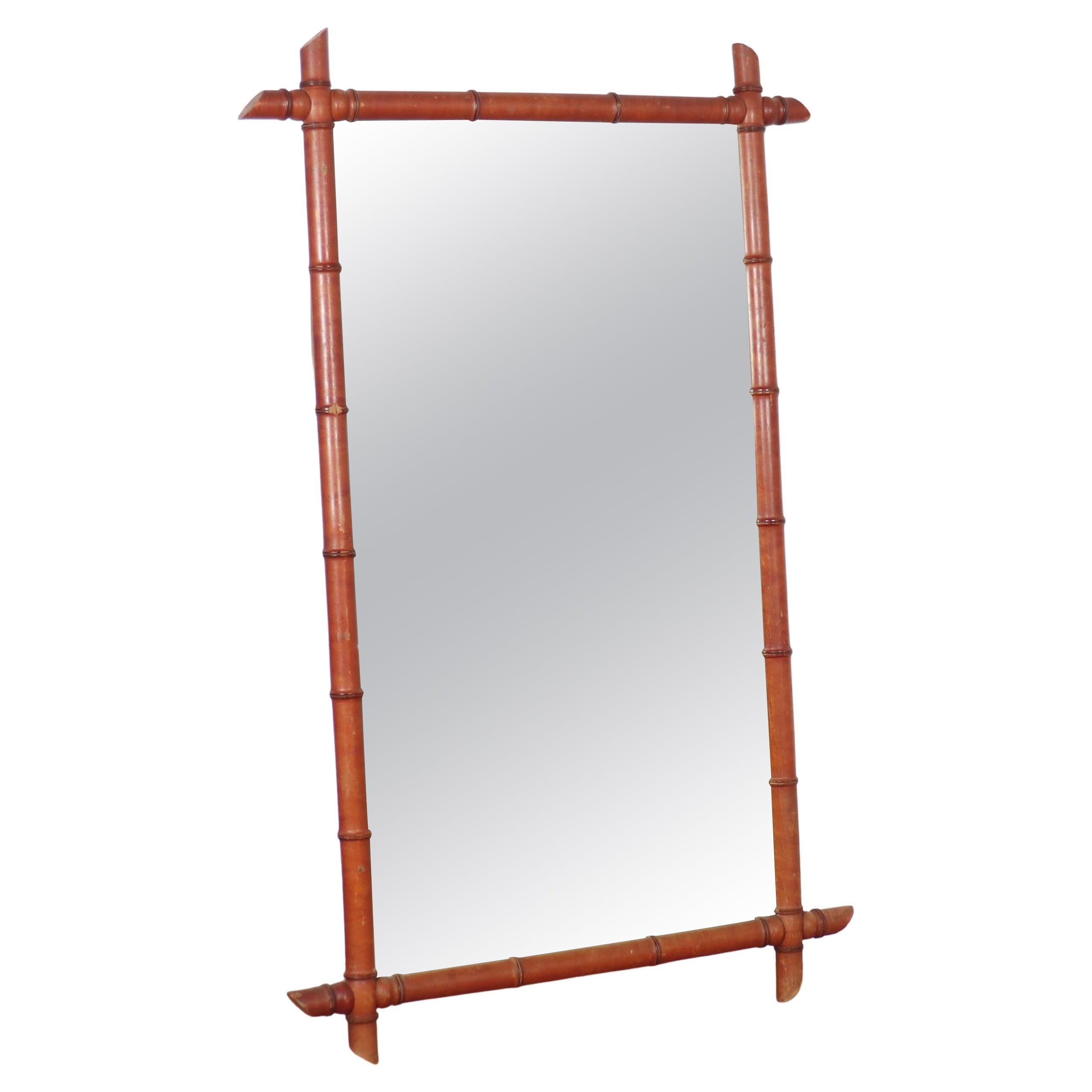 Grande specchio francese in finto bambù in vendita