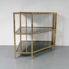 Large French Fauxe Bamboo Corner Table, 1970