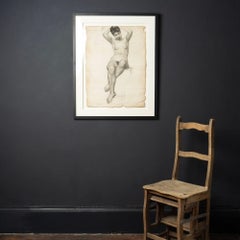 Large French Female Nude - Original Pencil Life Drawing, Antique 19th Century