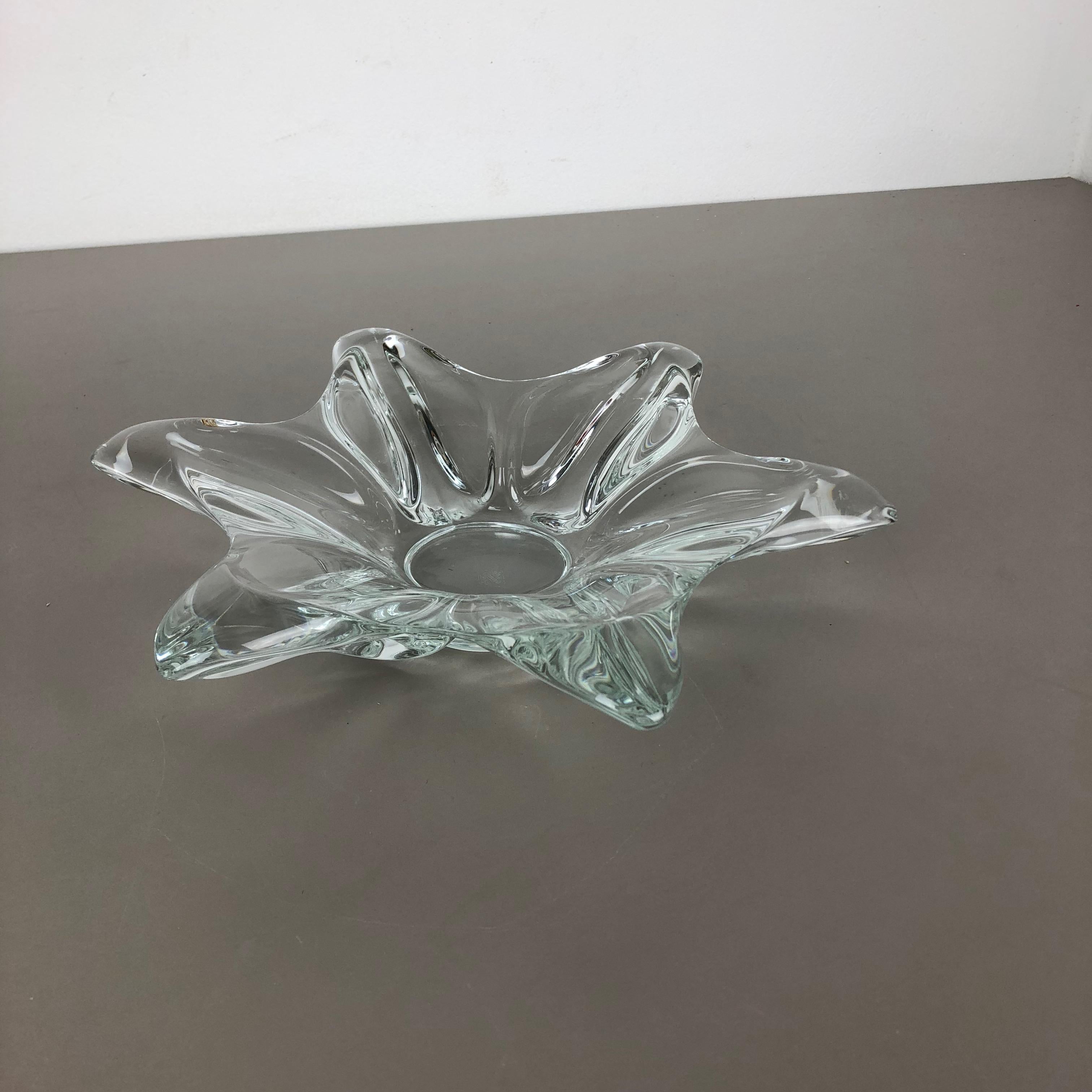 Große große französische Muschelschale aus geblümtem Kristallglas von Art Vannes, Frankreich, 1970er Jahre im Zustand „Gut“ im Angebot in Kirchlengern, DE