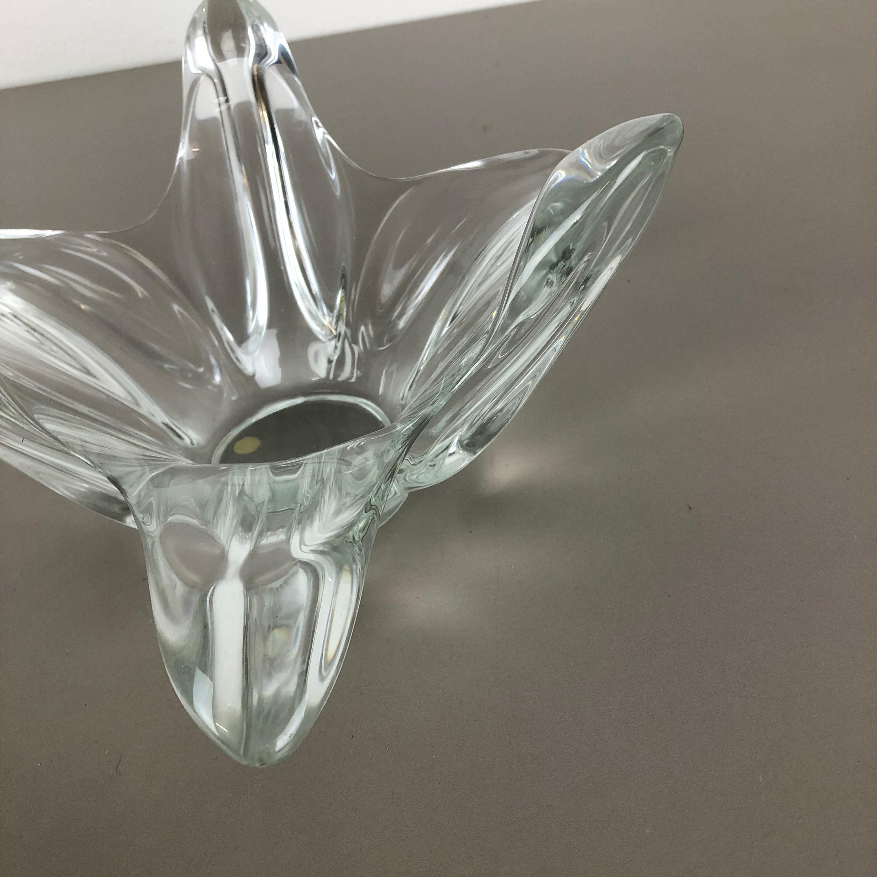 Große große französische Muschelschale aus geblümtem Kristallglas von Art Vannes, Frankreich, 1970er Jahre im Angebot 1