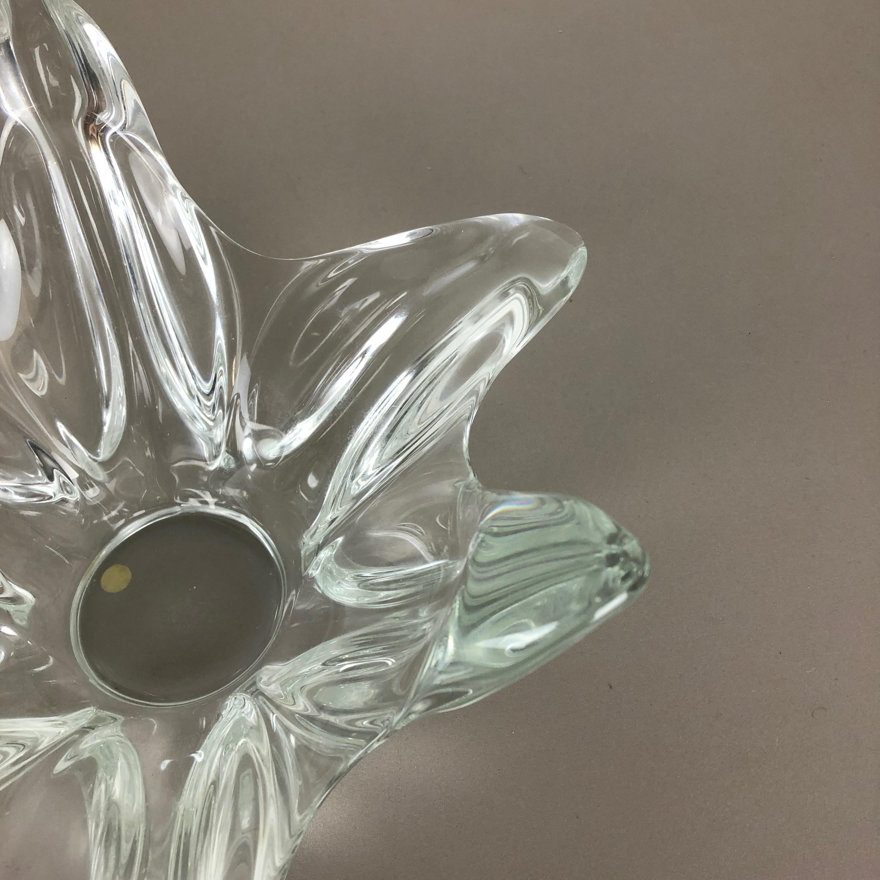 Große große französische Muschelschale aus geblümtem Kristallglas von Art Vannes, Frankreich, 1970er Jahre im Angebot 3