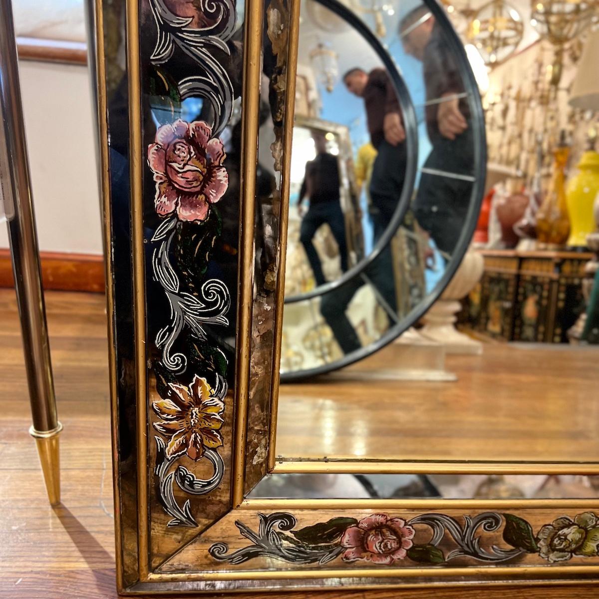 Large French Floral Motif Mirror In Good Condition For Sale In New York, NY