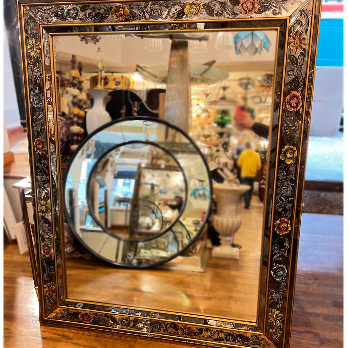 Mid-20th Century Large French Floral Motif Mirror For Sale