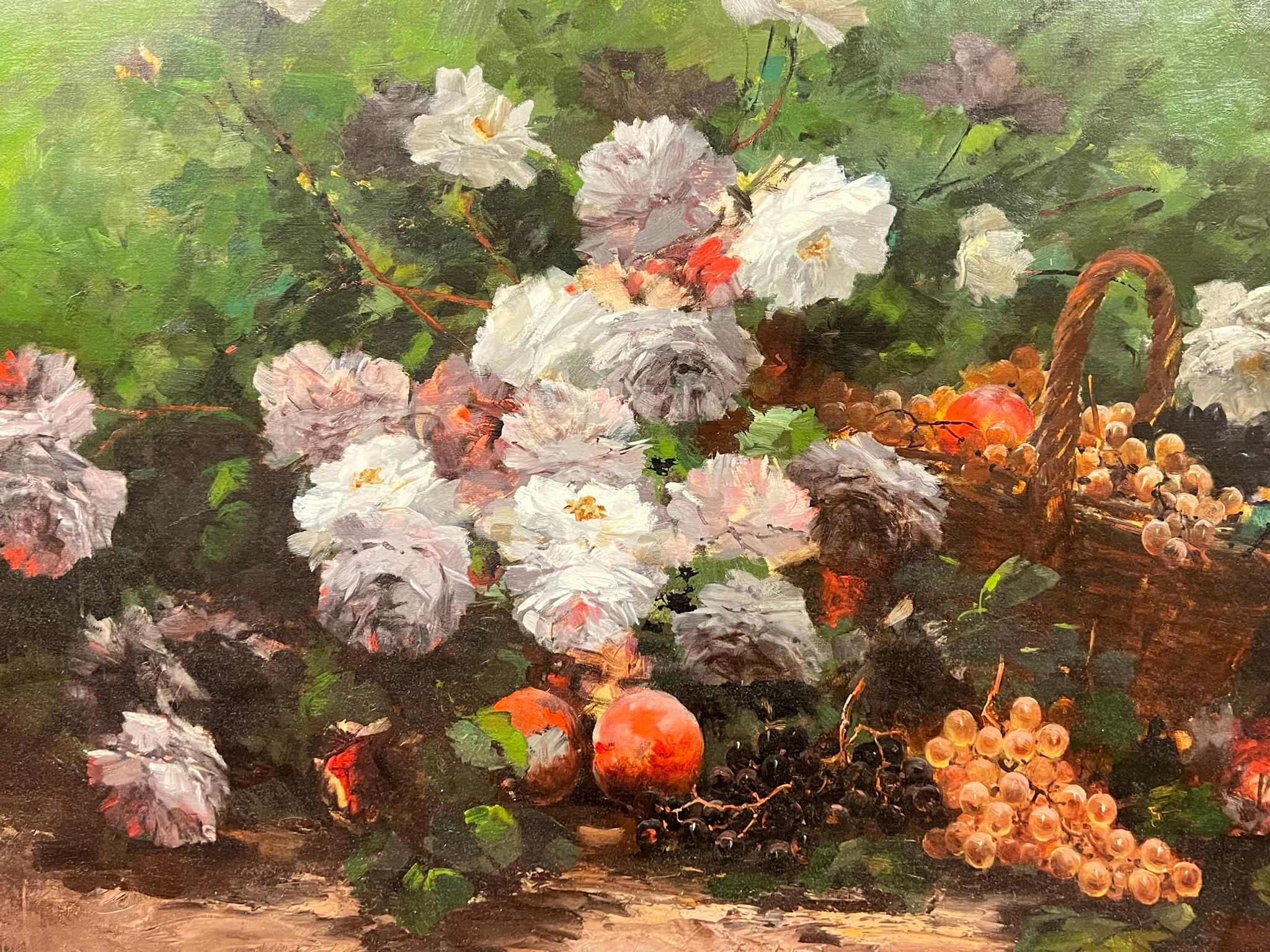 Large French Floral Still Life Oil Painting by Duprat For Sale 2