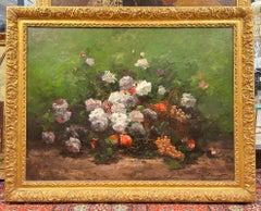 Large French Floral Still Life Oil Painting by Duprat