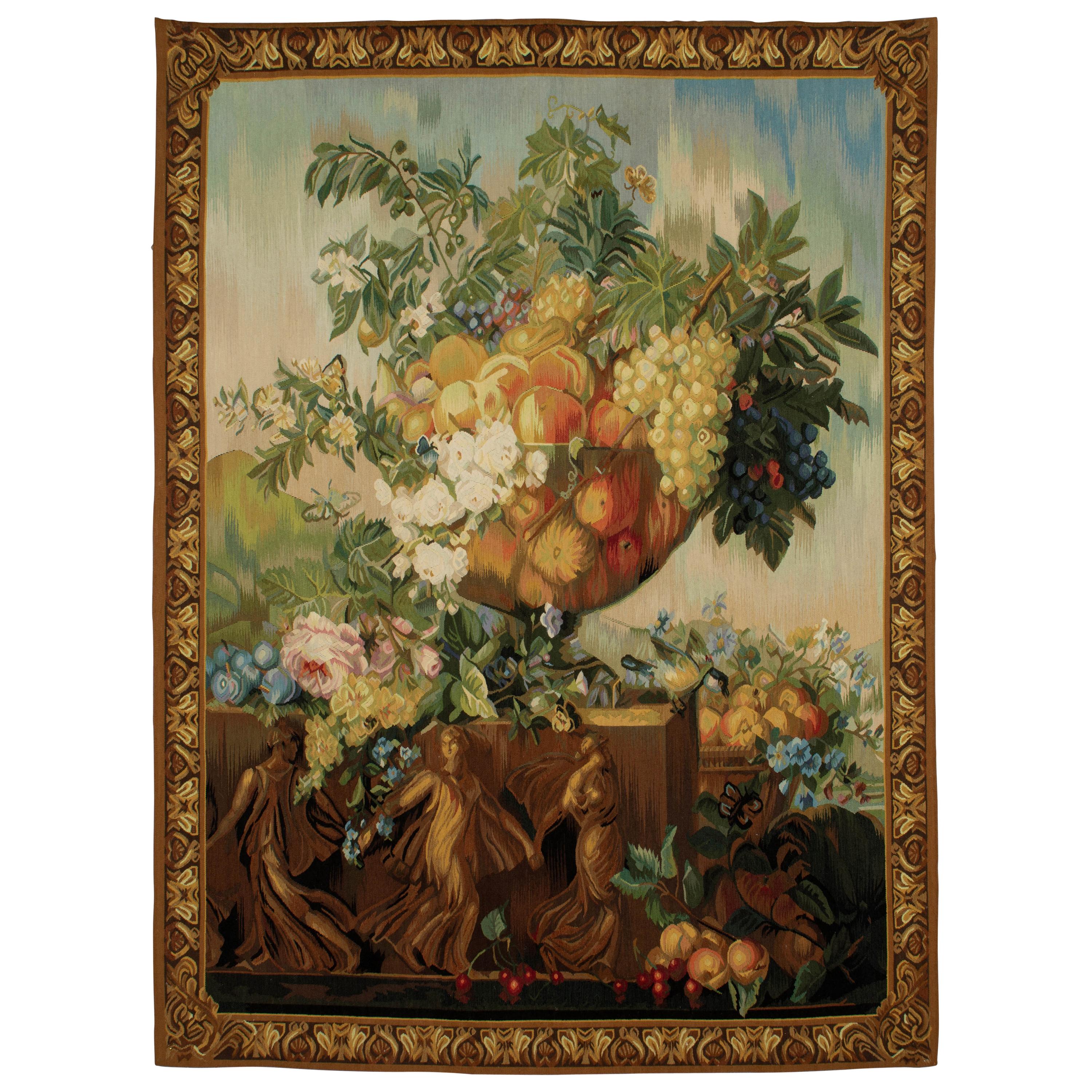 Large French Floral Still Life Tapestry