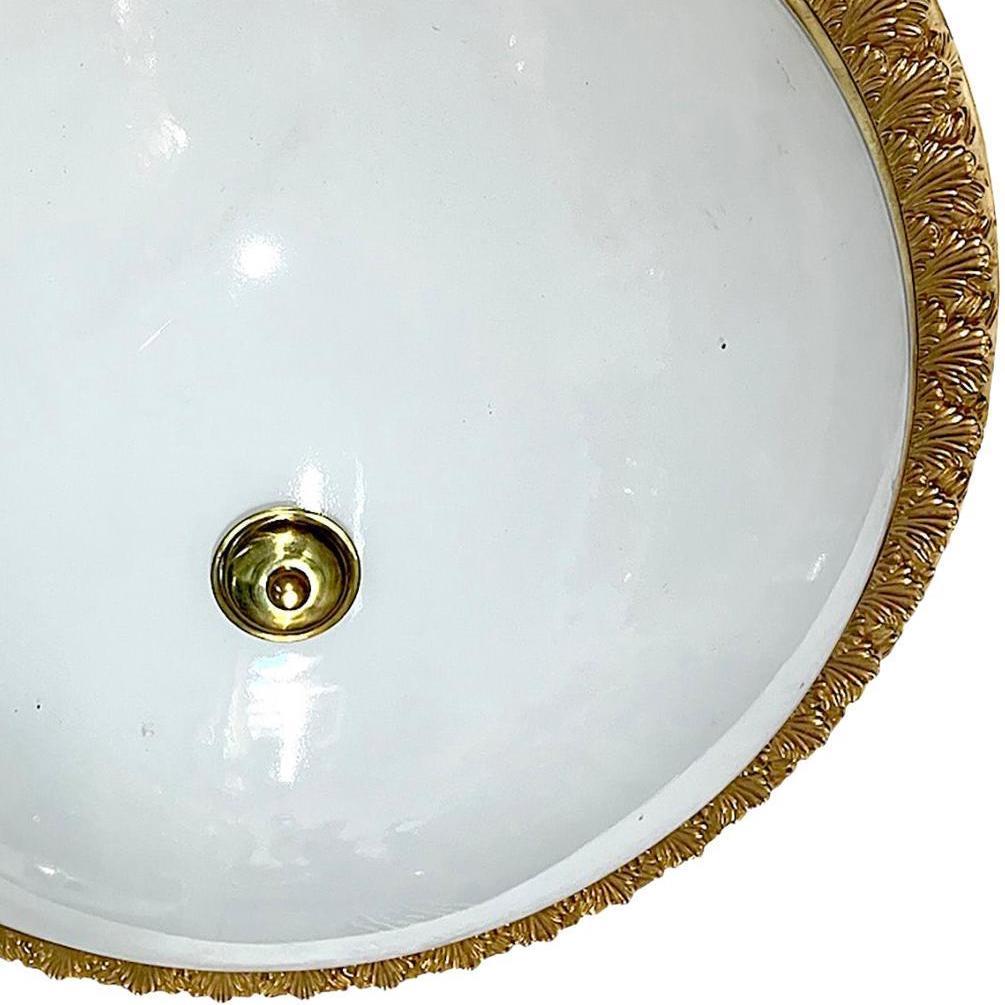 Large French Flush Mount Light Fixture In Good Condition For Sale In New York, NY