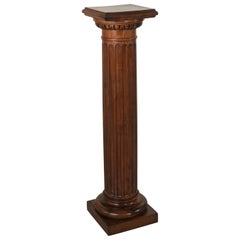 Large French Fluted Walnut Pedestal, Column, or Sculpture Stand, circa 1900