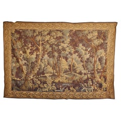 Large French Forest Scene Tapestry with Bird, 18th Century