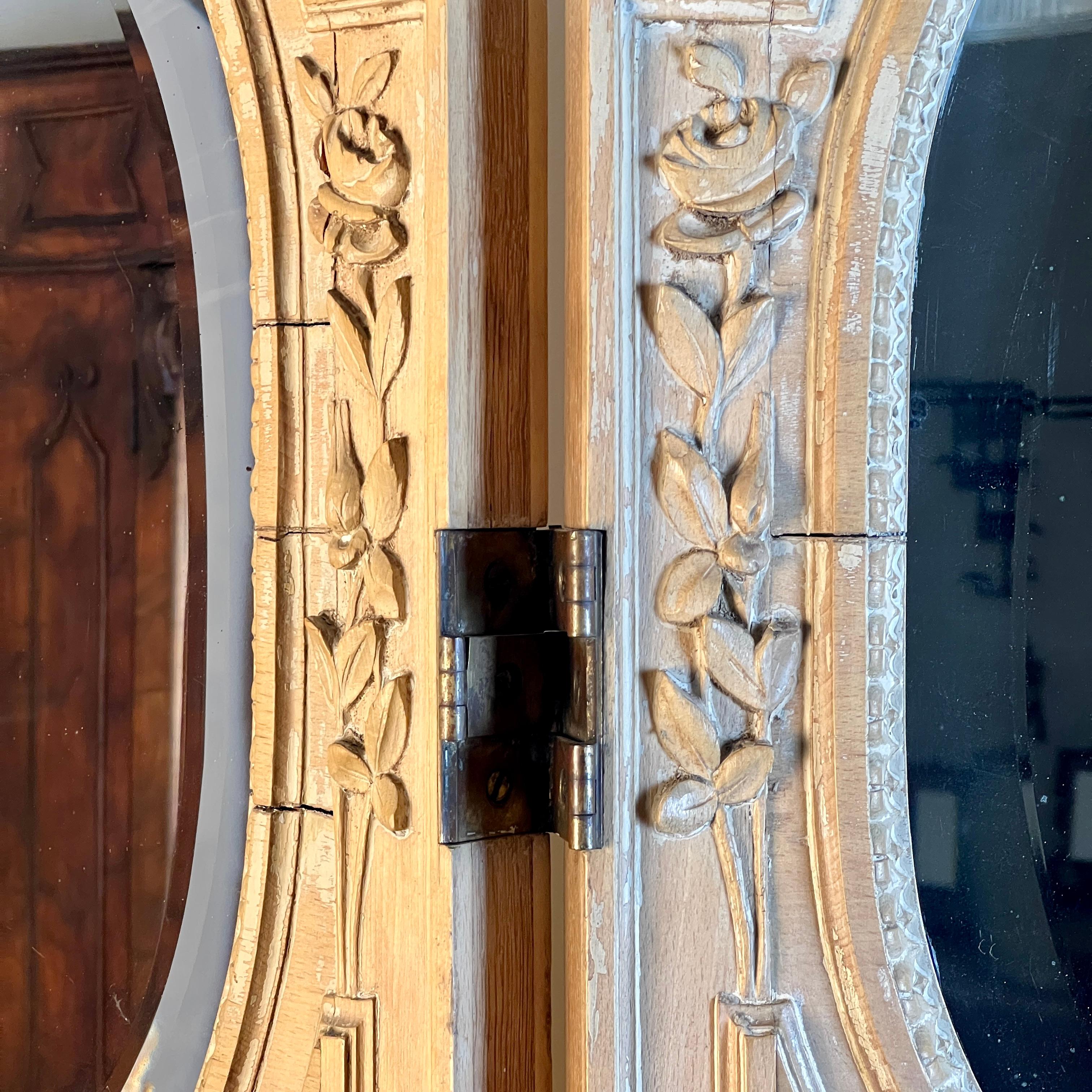 Grand paravent ou séparateur de pièce français à miroir quadruple Circa 1920 en vente 1