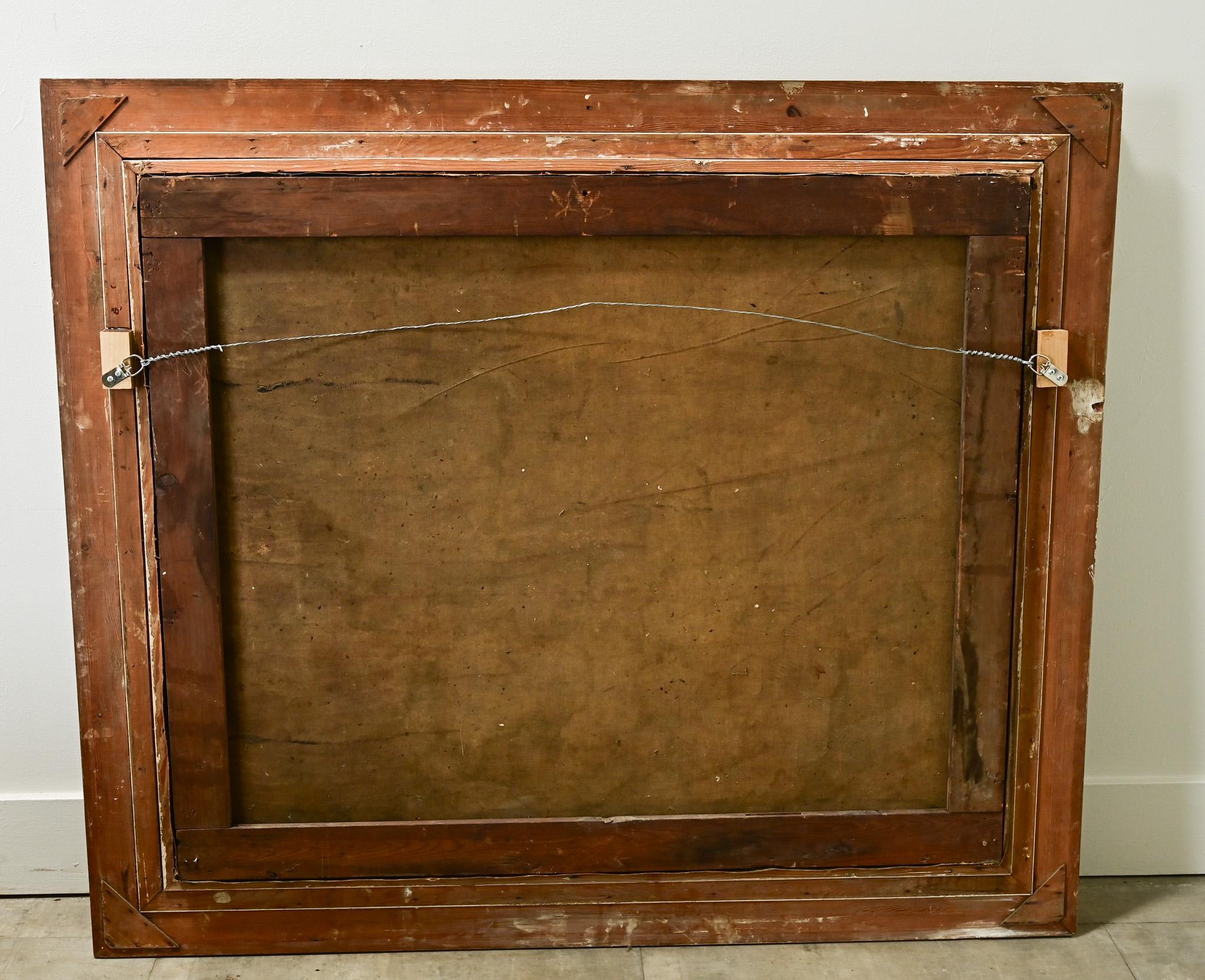 Quadro di scena pastorale francese di grandi dimensioni con cornice in vendita 2