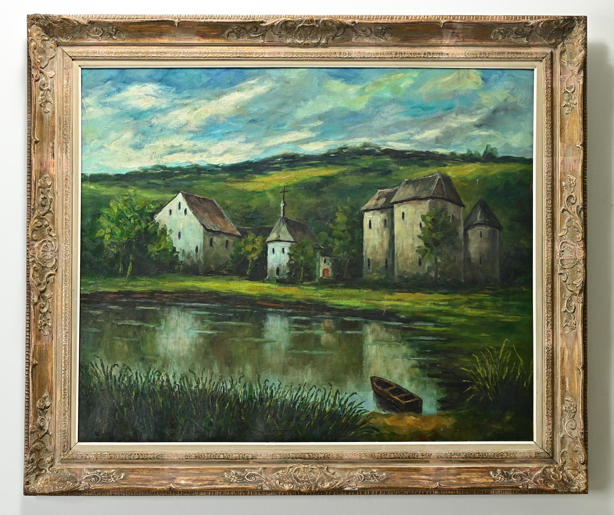 Altro Quadro di scena pastorale francese di grandi dimensioni con cornice in vendita