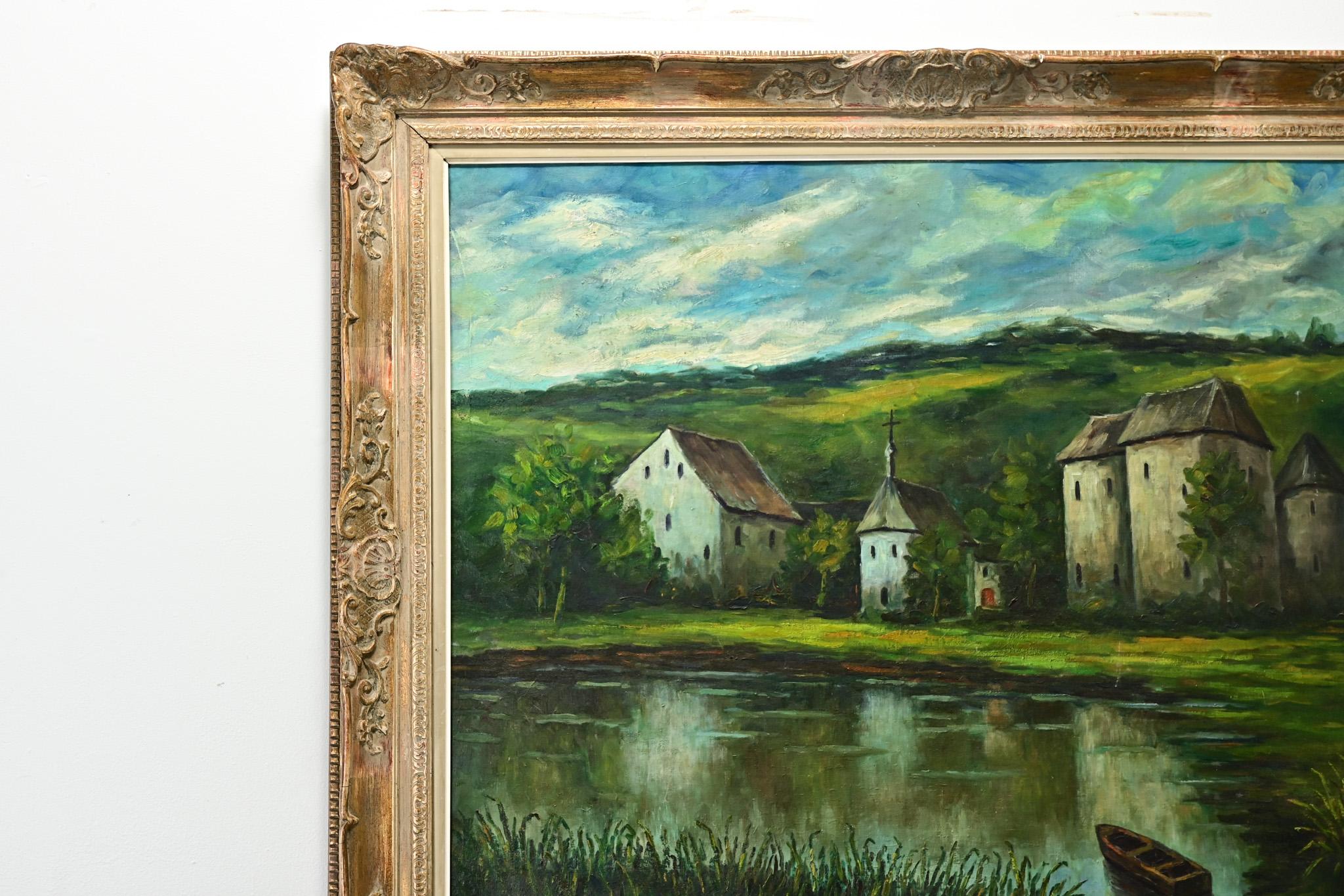 Quadro di scena pastorale francese di grandi dimensioni con cornice In condizioni buone in vendita a Baton Rouge, LA