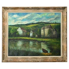 Large French Framed Pastoral Scene Painting