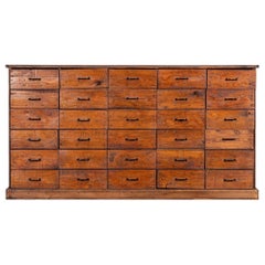 Large French Fruitwood Workshop Bank Pine Drawers
