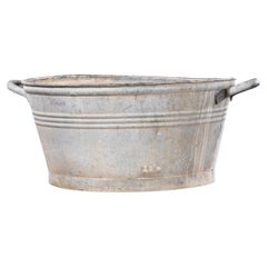 Vintage Large French Galvanised Oval Wash Tub - Planter (1554.1)