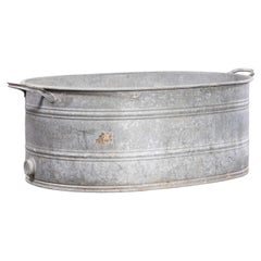 Large French Galvanised Oval Wash Tub - Planter (1554.3)