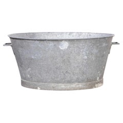 Large French Galvanised Oval Wash Tub - Planter