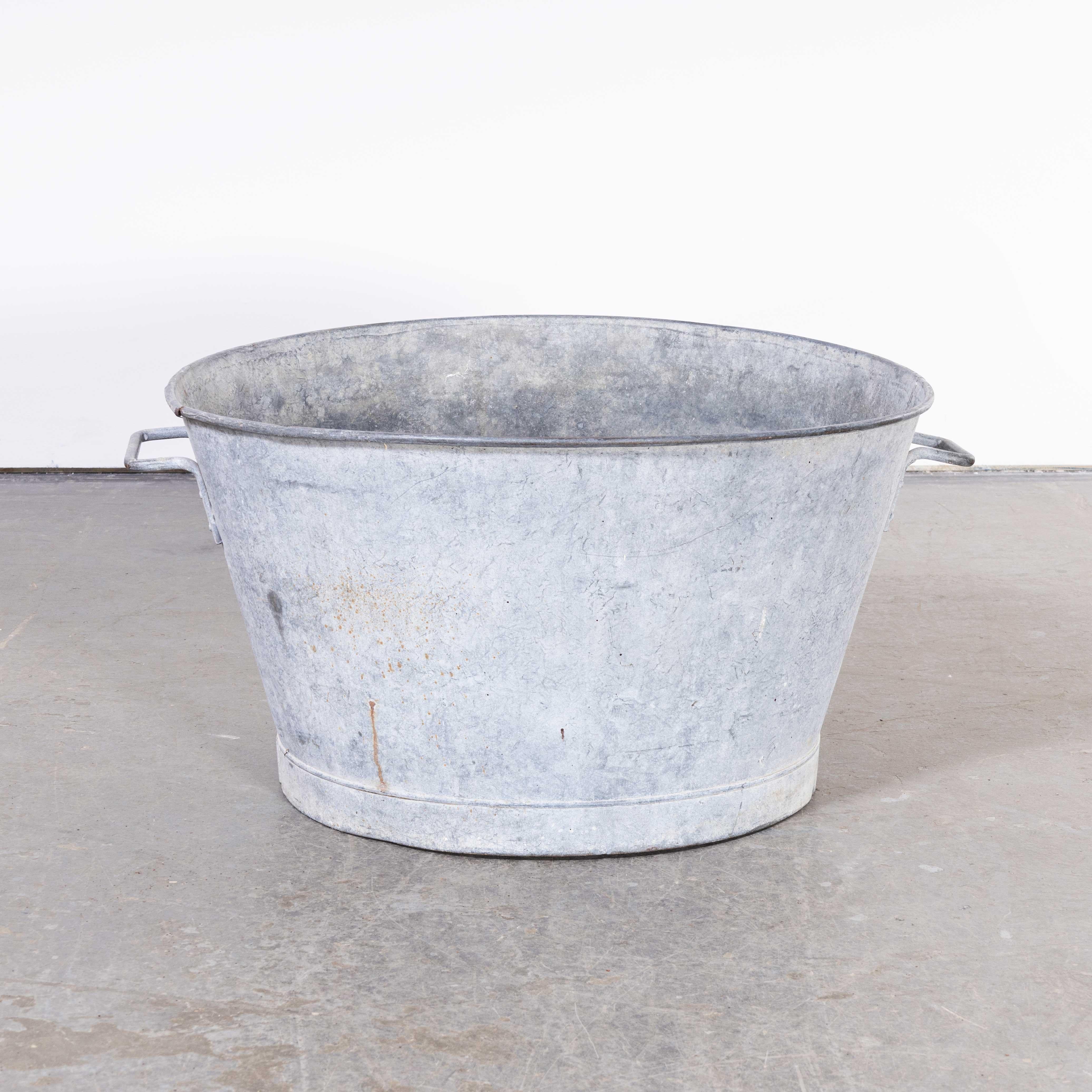 Mid-20th Century Large French Galvanised Wash Tub, Planter