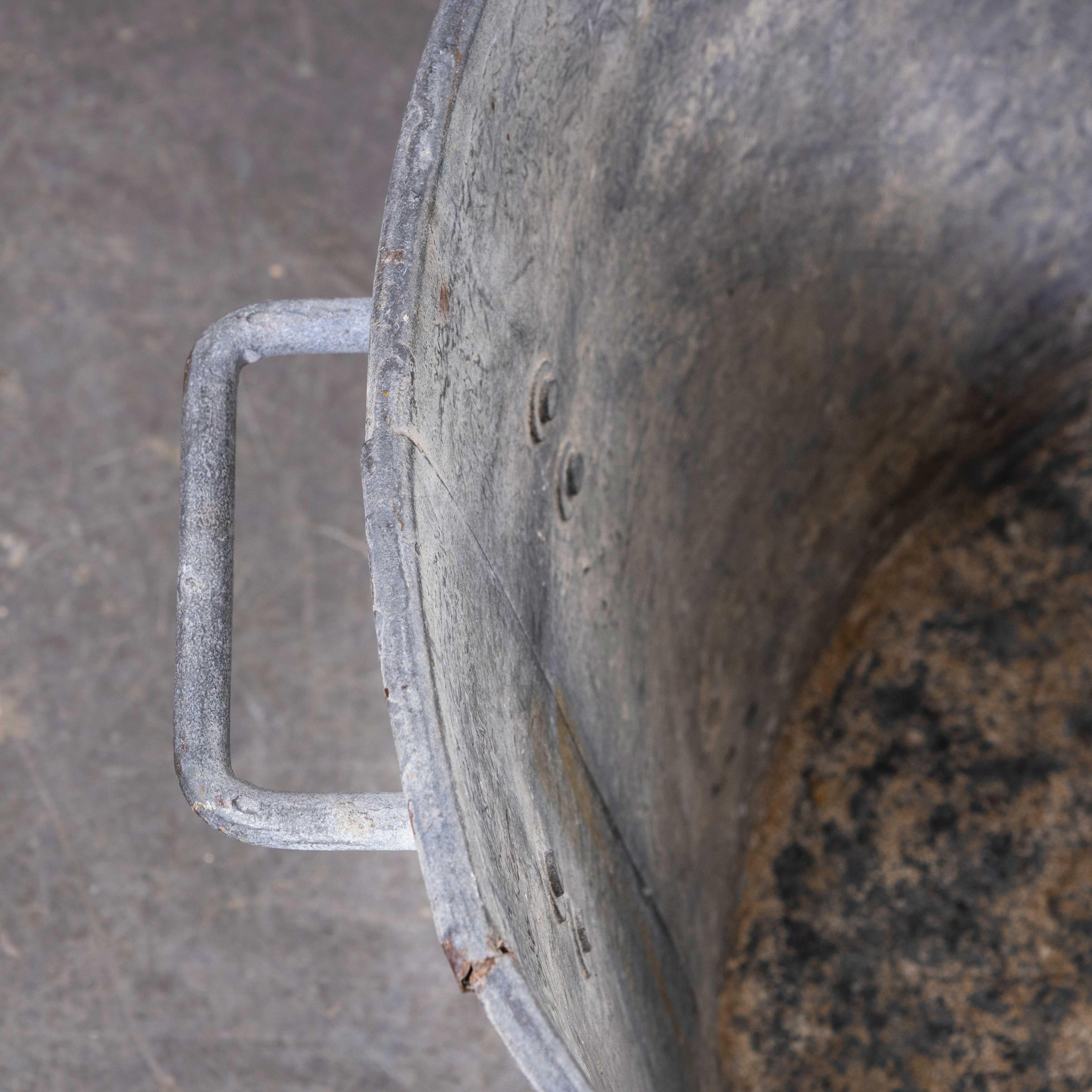Metal Large French Galvanised Wash Tub, Planter