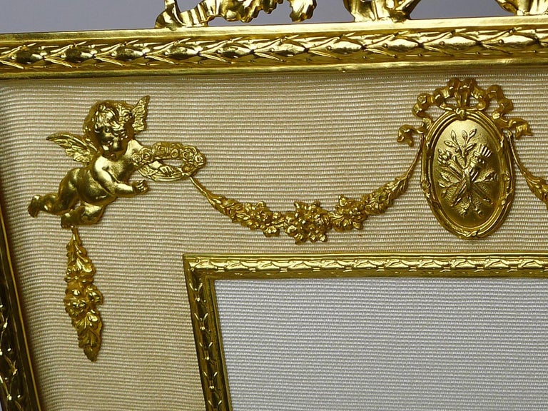 Edwardian Large French Gilded Bronze Photograph / Picture Frame - Cherubs c.1900 For Sale