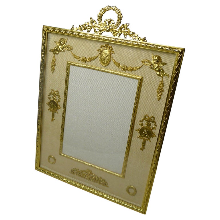 Large French Gilded Bronze Photograph / Picture Frame - Cherubs c.1900 For Sale