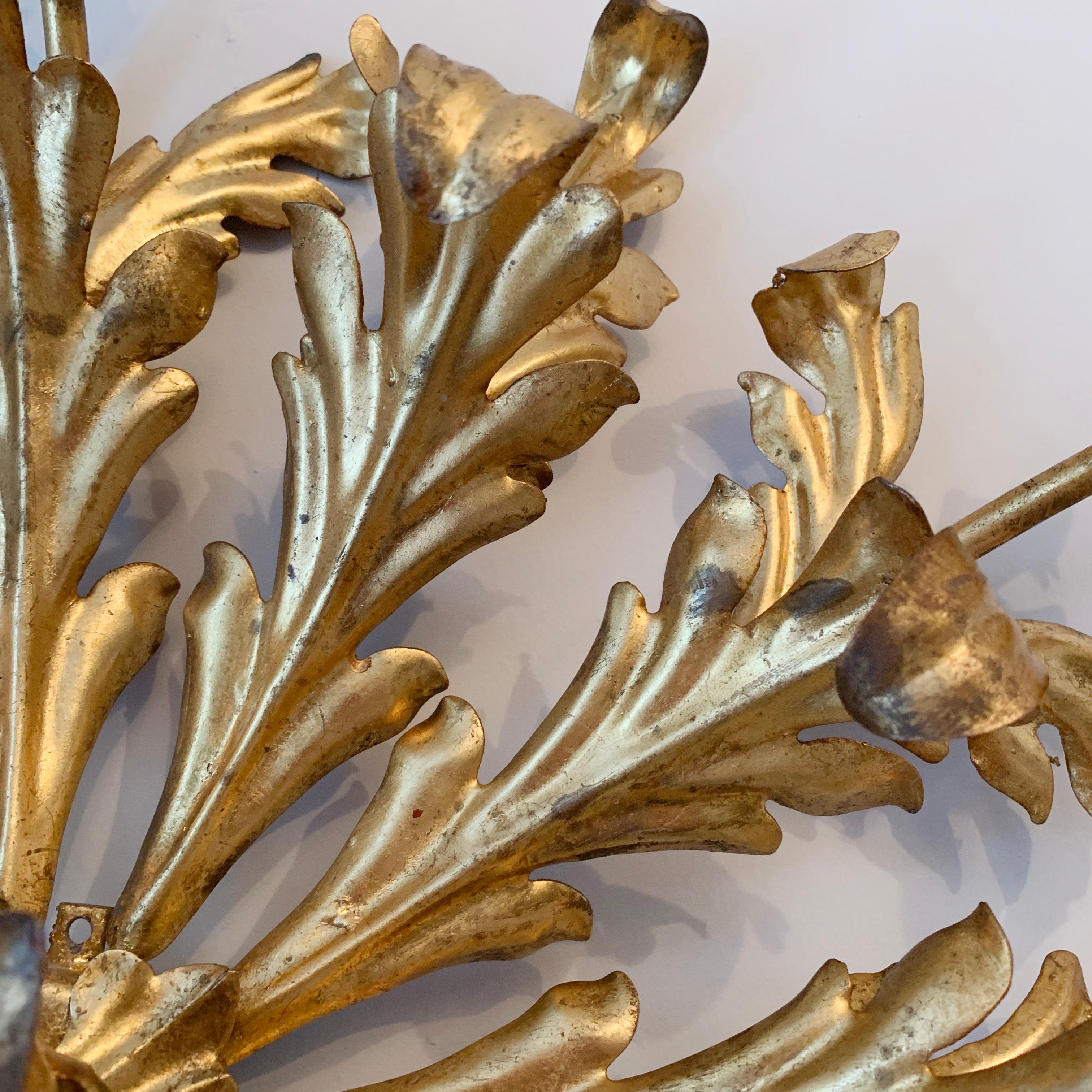 Large French Gilt Acanthus Leaf Flush Light, circa 1960s 3