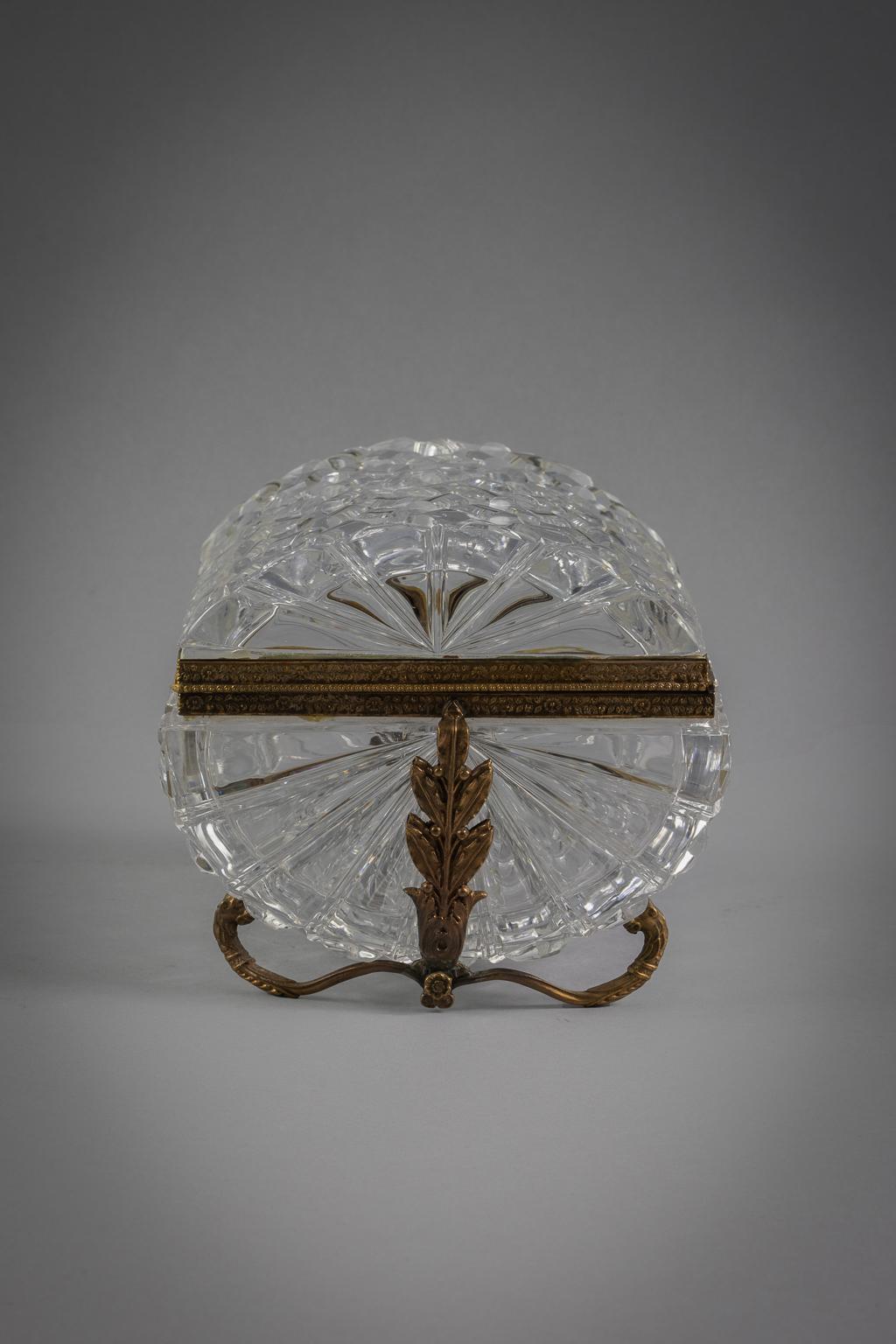 Early 19th Century Large French Gilt Bronze and Crystal Domed Casket, Circa 1820 For Sale