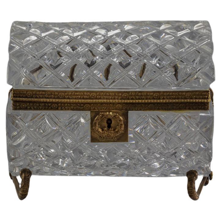 Large French Gilt Bronze and Crystal Domed Casket, Circa 1820 For Sale
