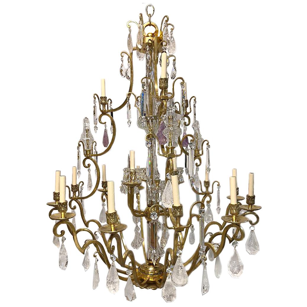 Large French Gilt Bronze and Rock Crystal Chandelier