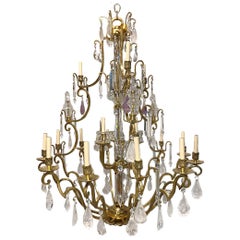 Large French Gilt Bronze and Rock Crystal Chandelier