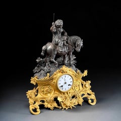 Large French Gilt Bronze Figural Mantel Clock by Les Japy Fils, 1850s