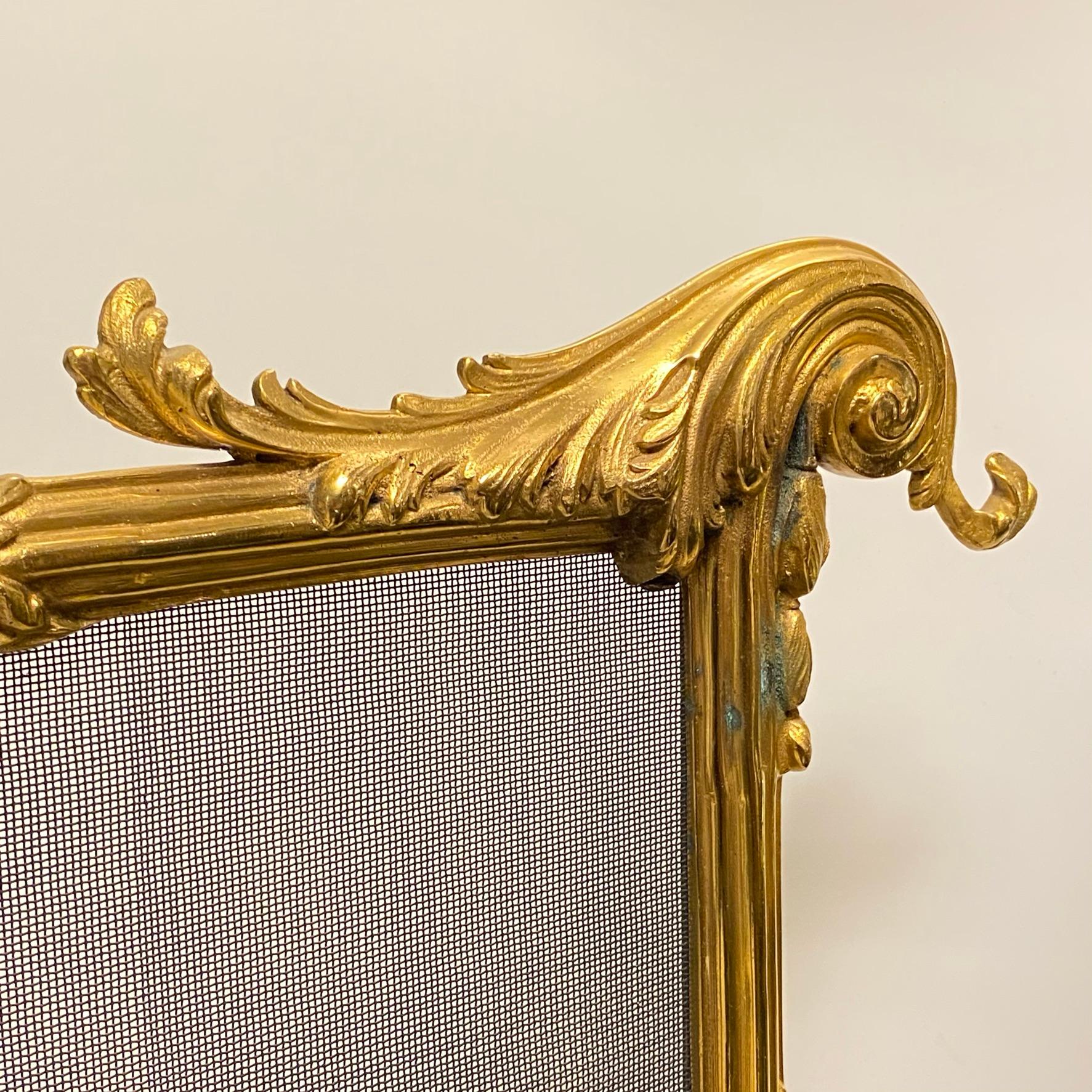 Large French Gilt Bronze Firescreen in the Louis XVI Style 2
