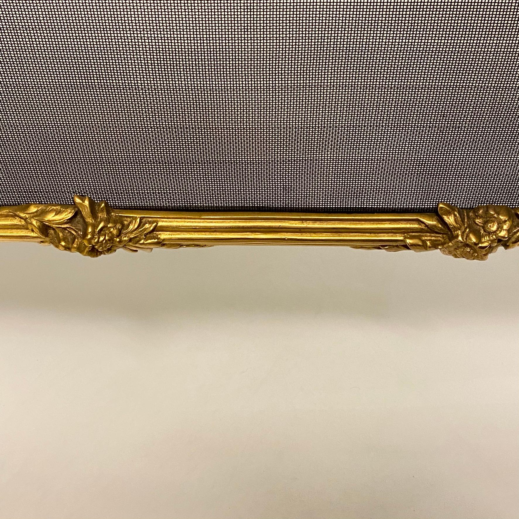 Large French Gilt Bronze Firescreen in the Louis XVI Style 3